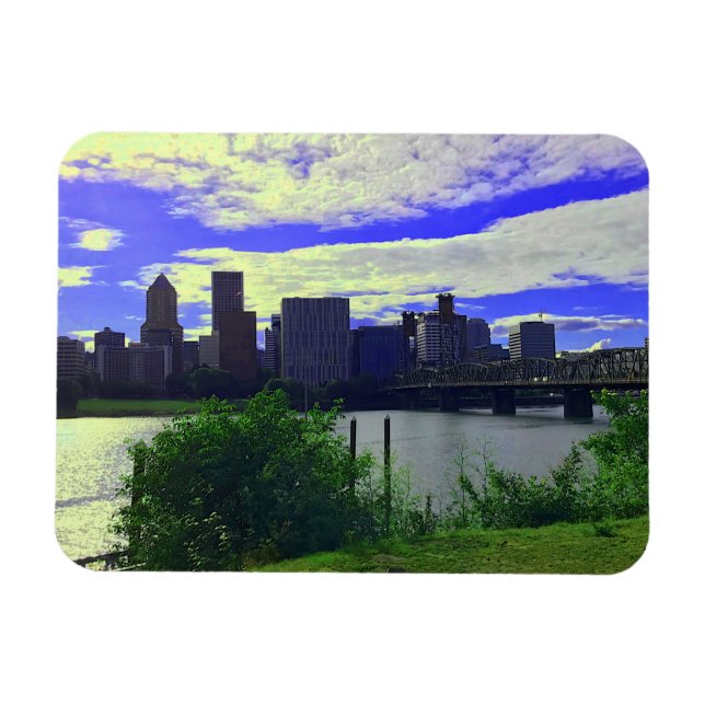 Portland, Oregon Skyline #2 Magnet (Horisontell)