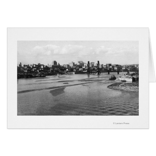 Portland, Oregon Skyline från Willamette River Hälsningskort (Framsidan Horizontal)