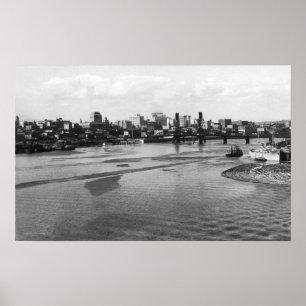 Portland, Oregon Skyline från Willamette River Poster