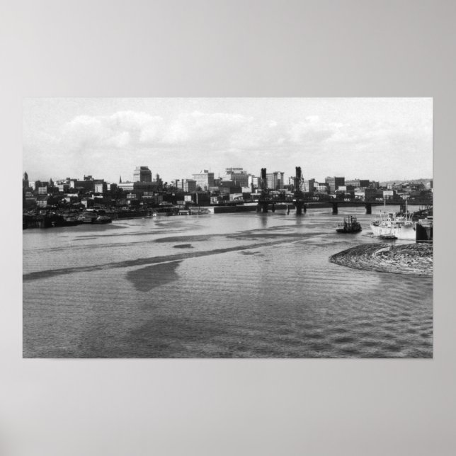 Portland, Oregon Skyline från Willamette River Poster (Framsidan)