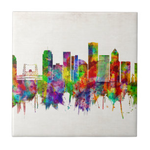 Portland Oregon Skyline Kakelplatta