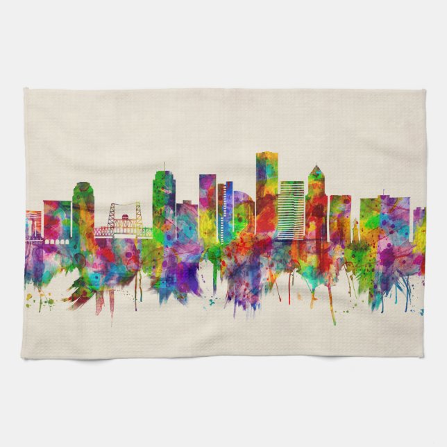 Portland Oregon Skyline Kökshandduk (Horisontell)
