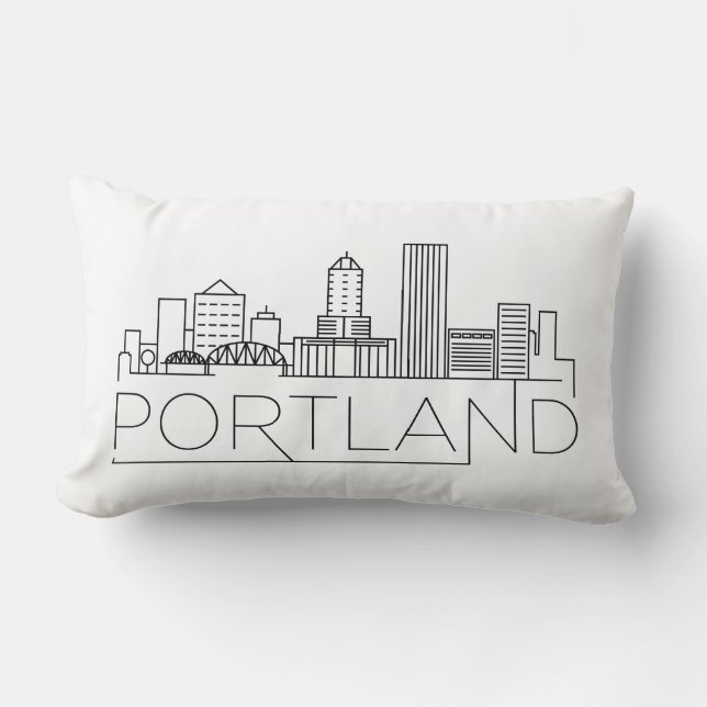 Portland, Oregon Skyline Lumbar Pillow Lumbarkudde (Framsida)