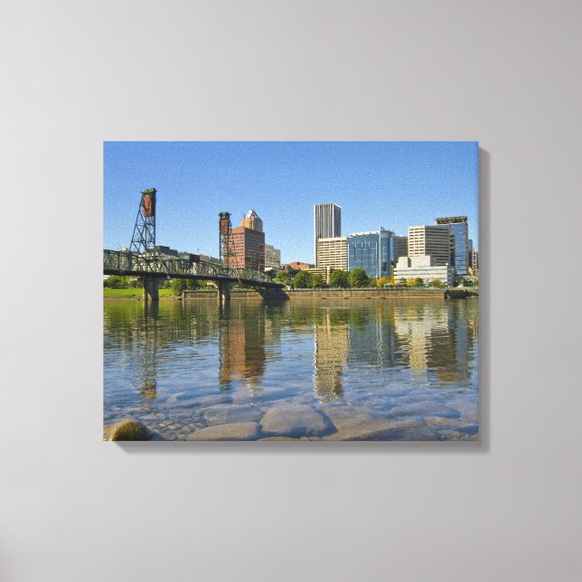 Portland Oregon Skyline Stretched Kanvastryck (Framsida)