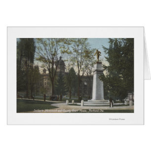 Portland, Oregon - Soldaters monument och län Hälsningskort