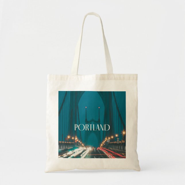 Portland Oregon St. Johns Bridge Tote Bag Tygkasse (Framsidan)