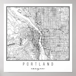 Portland Oregon Street Karta Poster
