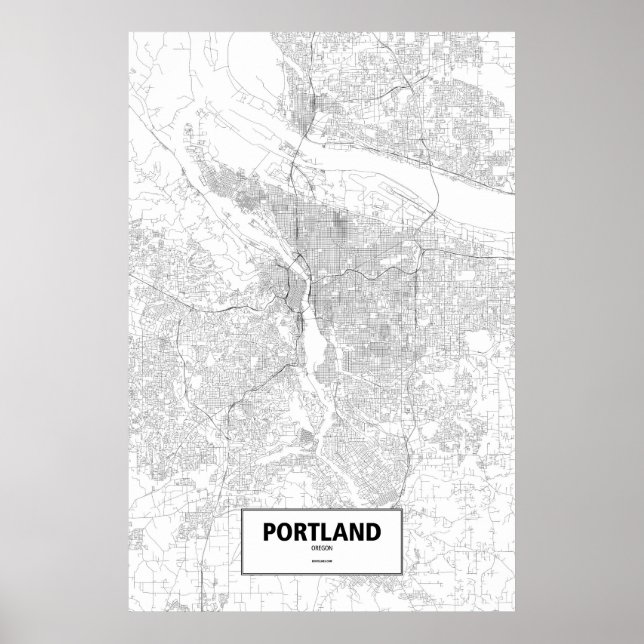 Portland, Oregon (svart på vitt) Poster (Framsidan)