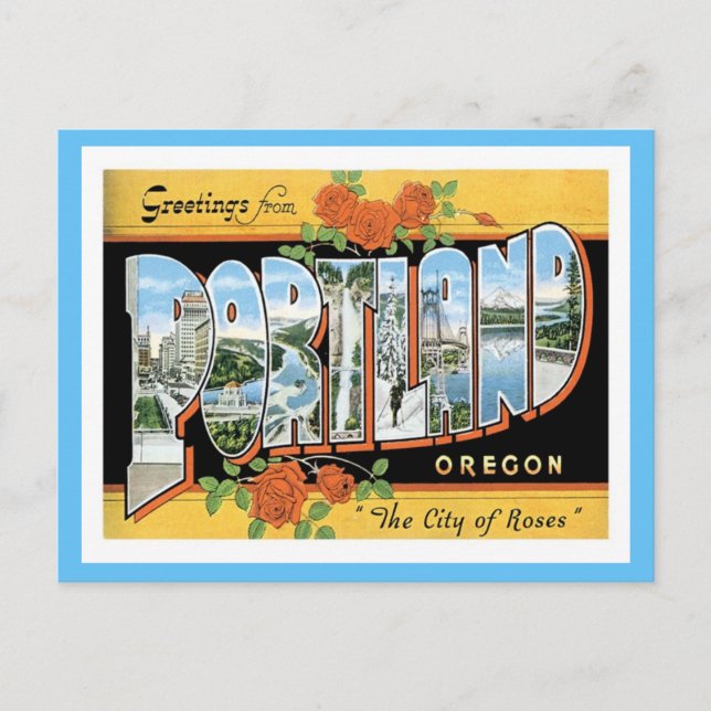 Portland Oregon US City Vykort (Framsida)