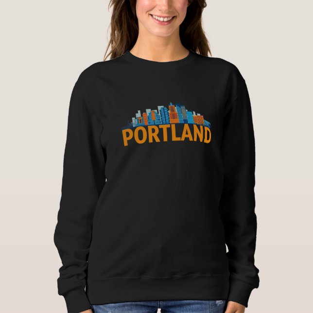 Portland Oregon USA City Skyline Silhouette Outlin T Shirt (Framsida)