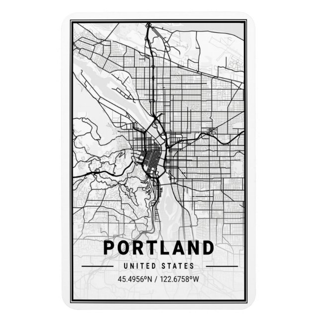 Portland Oregon USA Travel City Karta Magnet (Vertikal)
