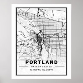 Portland Oregon USA Travel City Karta Poster