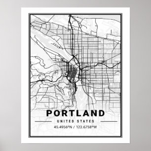 Portland Oregon USA Travel City Karta Poster