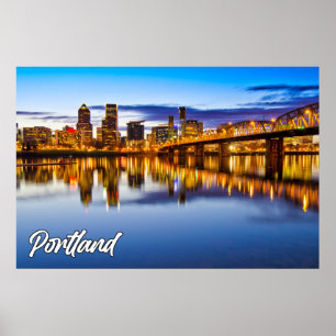 Portland, Oregon, vid solnedgång Poster