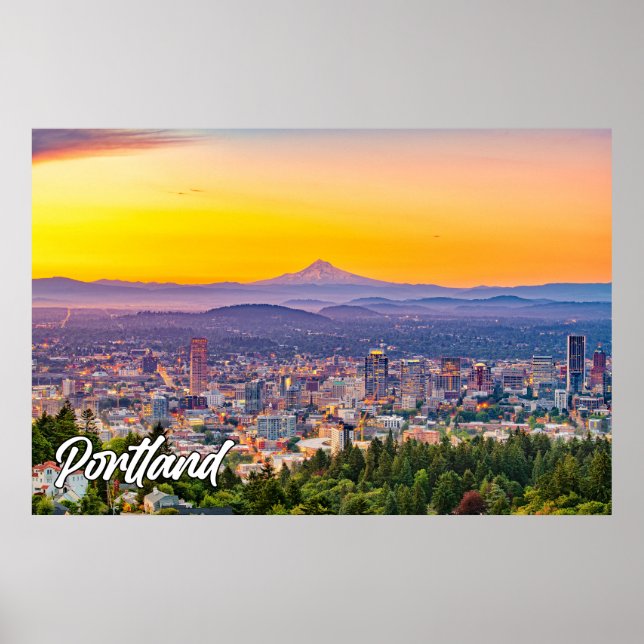 Portland, Oregon, vid solnedgång Poster (Framsidan)