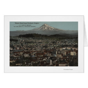 Portland, Oregon - View of Downtown with Mt Hälsningskort