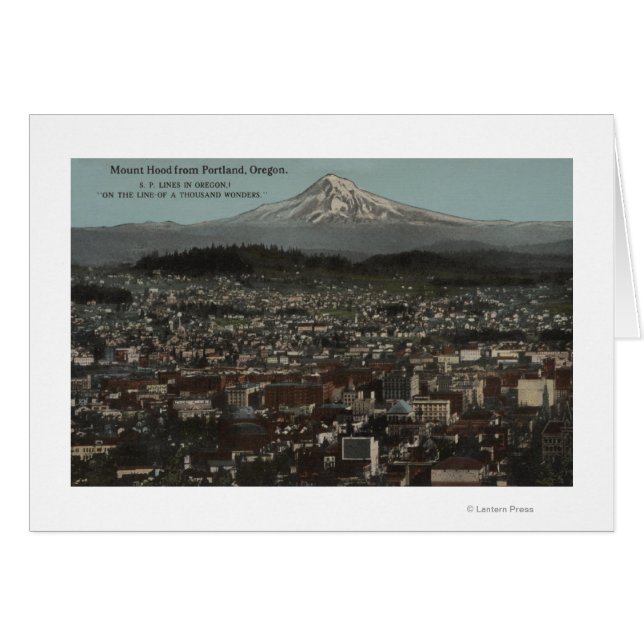 Portland, Oregon - View of Downtown with Mt Hälsningskort (Framsidan Horizontal)