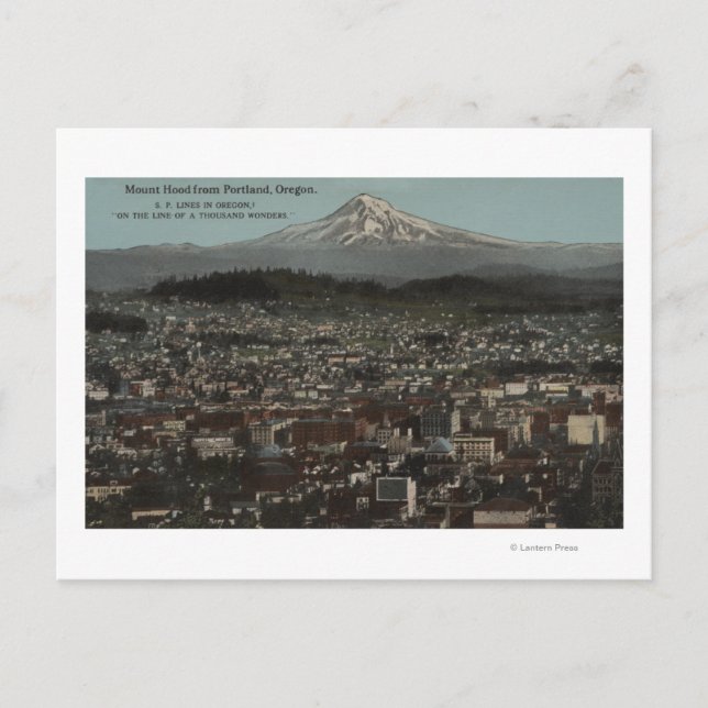 Portland, Oregon - View of Downtown with Mt Vykort (Framsida)