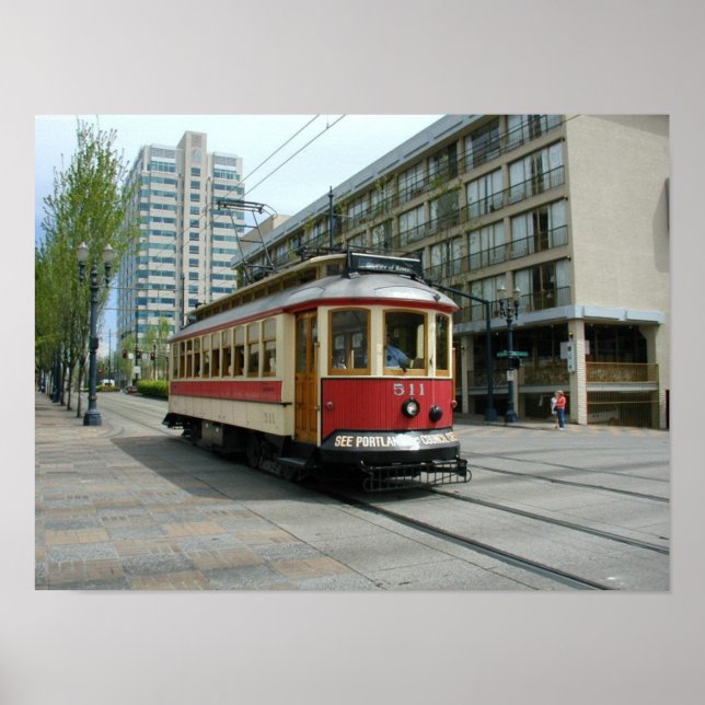 Portland Oregon Vintage Trolley Poster (Framsidan)