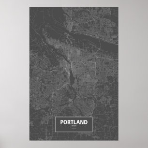 Portland, Oregon (vit på svart) Poster