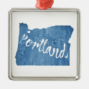 Portland, Oregon Wood Grain Julgransprydnad Metall