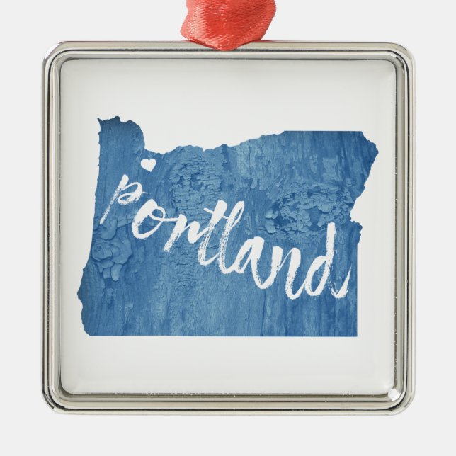 Portland, Oregon Wood Grain Julgransprydnad Metall (Framsidan)