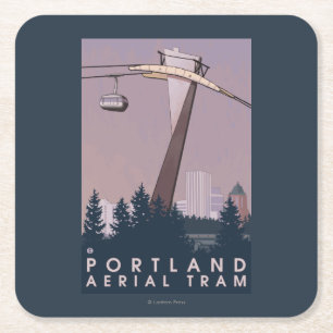 Portland OregonAerial spårvagnplats Underlägg Papper Kvadrat