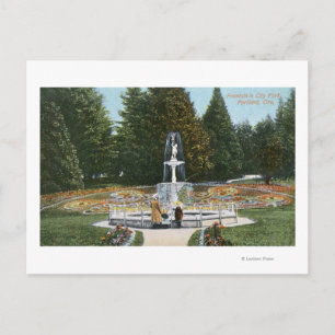 Portland, OregonCity Park Fontän View Vykort