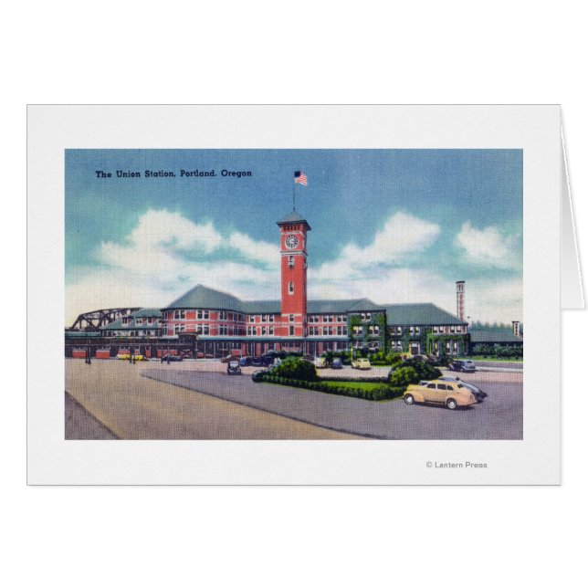 Portland, OregonExterior View of Union Station Hälsningskort (Framsidan Horizontal)