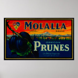 Portland, OregonMolalla Prune-etikett Poster
