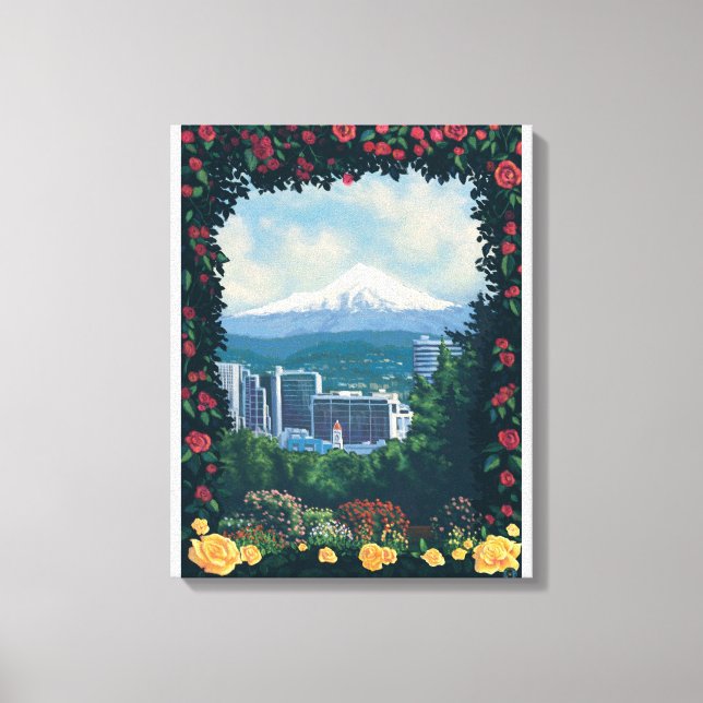 Portland, OregonRose Garden Scene Canvastryck (Framsida)