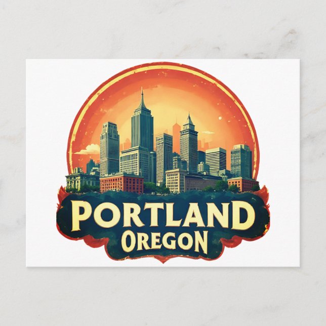 Portland Oregons siluett Vykort (Framsida)