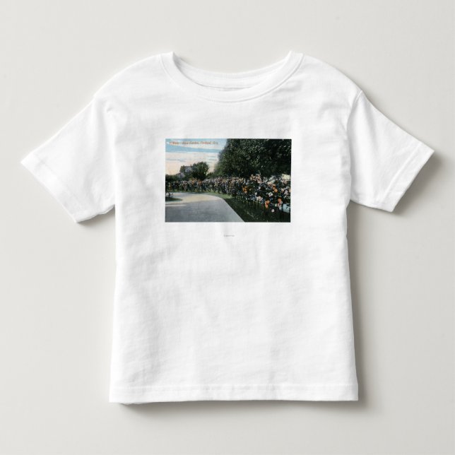 Portland OregonView av en roträdgård T Shirt (Framsida)