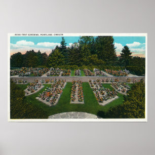 Portland OregonView av ron testar trädgårdar Poster