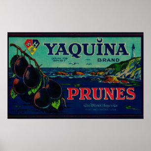 Portland, OregonYaquina Prune-etikett Poster
