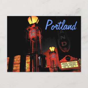 Portland på nattvykort vykort