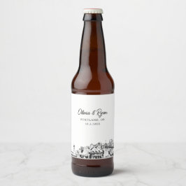 Portland Sketch Landmarks Personlig Beer Label Ölflaska Etikett