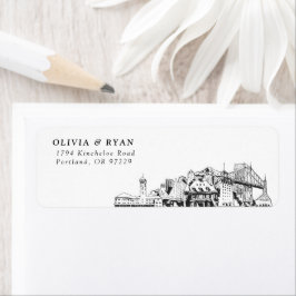 Portland Skyline Modern Returetiketters Returadress Etikett