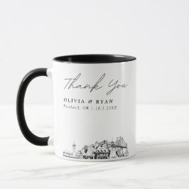 Portland Skyline Sketch Enkel Anpassad Bröllops Mu Mugg