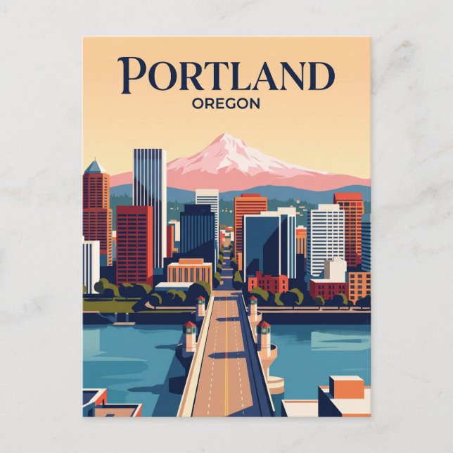 Portland Skyline USA Vykort (Framsida)