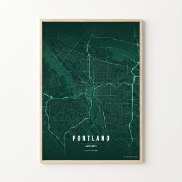 Portland Smaragdkarta Tryck Oregon Väggkonst Affis