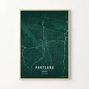 Portland Smaragdkarta Tryck Oregon Väggkonst Affis