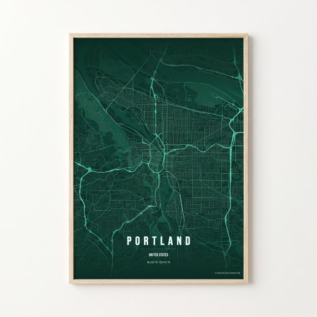 Portland Smaragdkarta Tryck Oregon Väggkonst Affis (Skapare uppladdad)