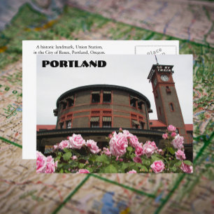 Portland Tåg Depot, Oregon Travel Photo Vykort