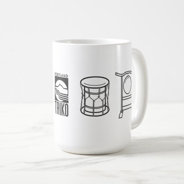Portland Taiko Large Line Art Mug Kaffemugg (Framsida höger)