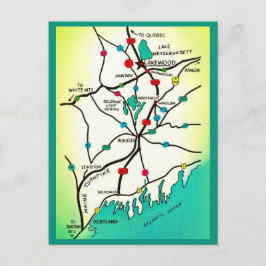 Portland till Lakeview ME Kartkort Vykort