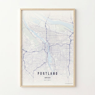Portland Tryck Oregon Väggkonst Affisch Kartpresen