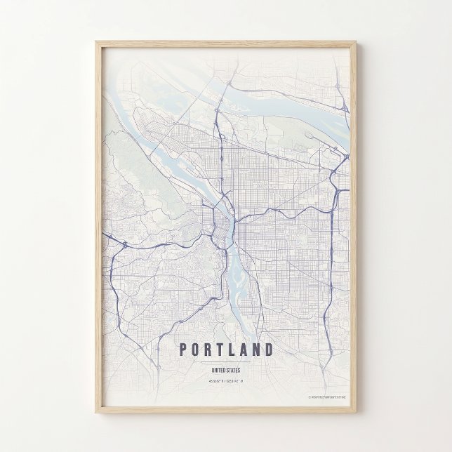 Portland Tryck Oregon Väggkonst Affisch Kartpresen (Skapare uppladdad)
