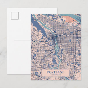 Portland USA Blåsiga Stadskarta Resa Vykort