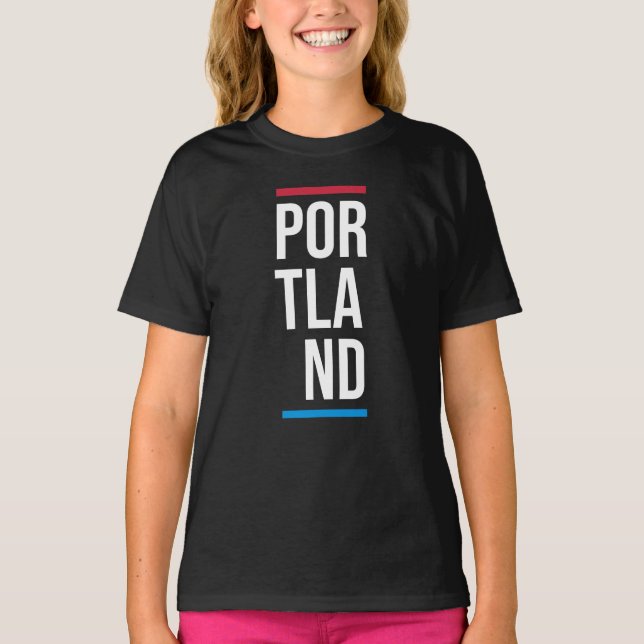 Portland USA Stad Vertikal Varumärke T Shirt (Framsida)